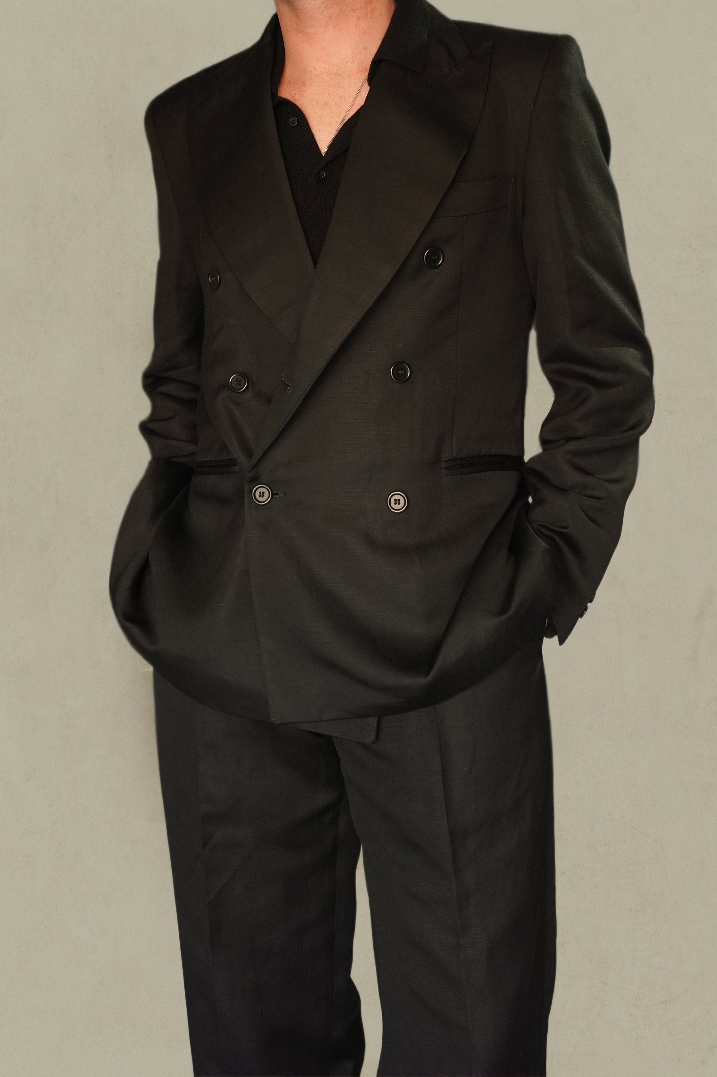 AMERICANA CRUZADA LINO - NEGRO ( MADE TO ORDER)