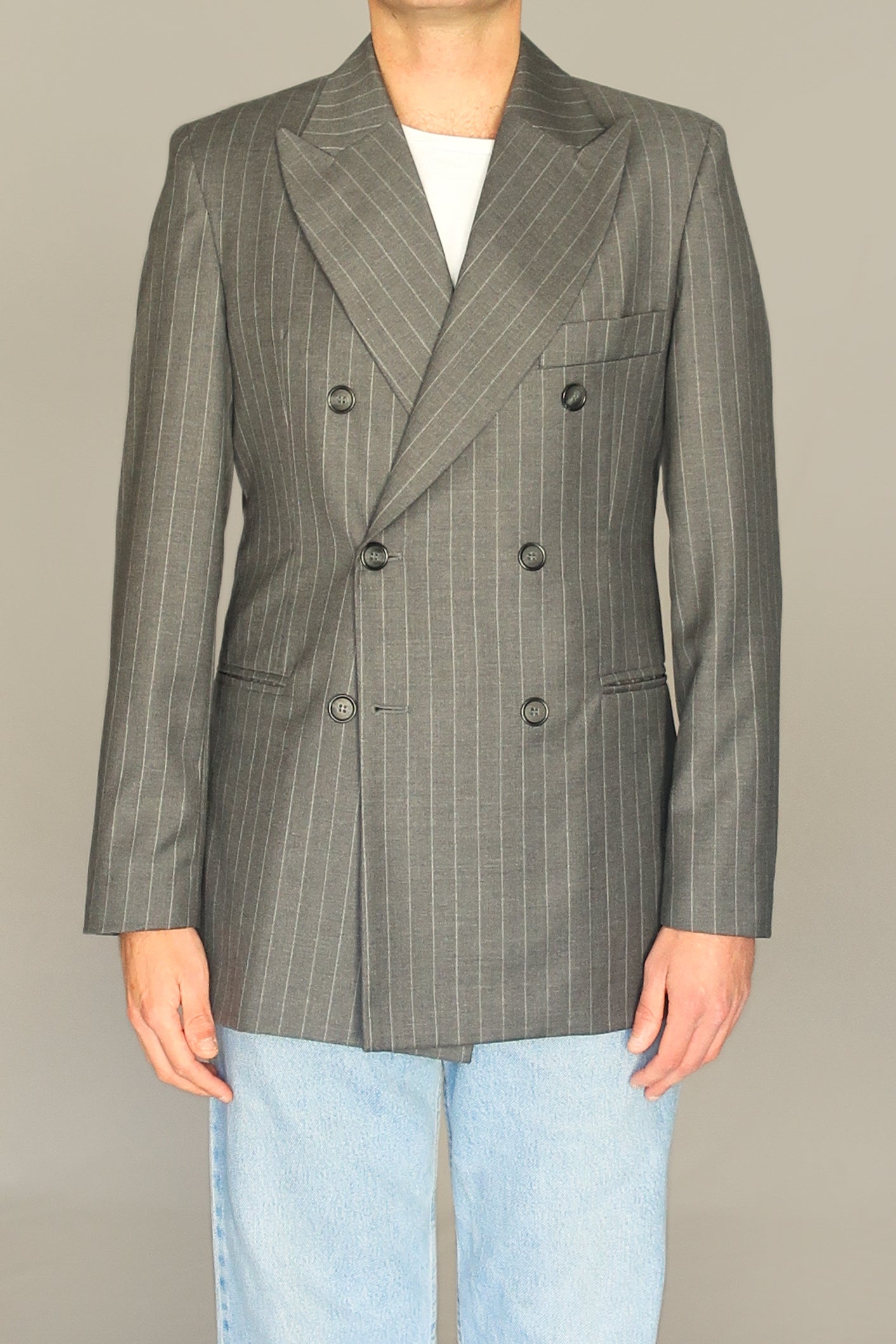 WOOL BREATHED BLAZER - GRAY DIPLOMATIC STRIPE