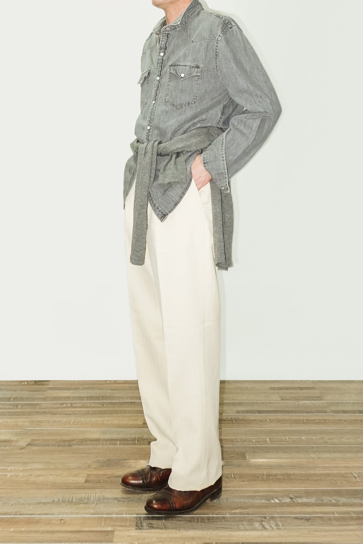 PANTALON TALLE ALTO RECTO - CRUDO CHINO