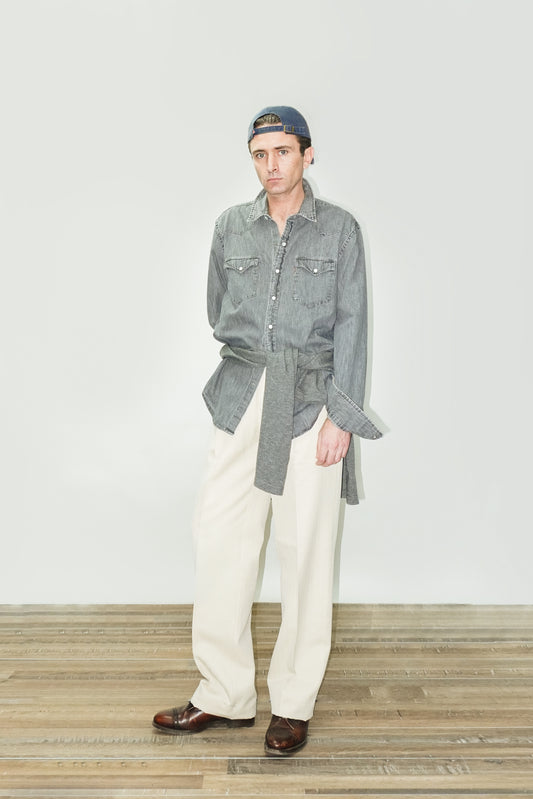 PANTALON TALLE ALTO RECTO - CRUDO CHINO