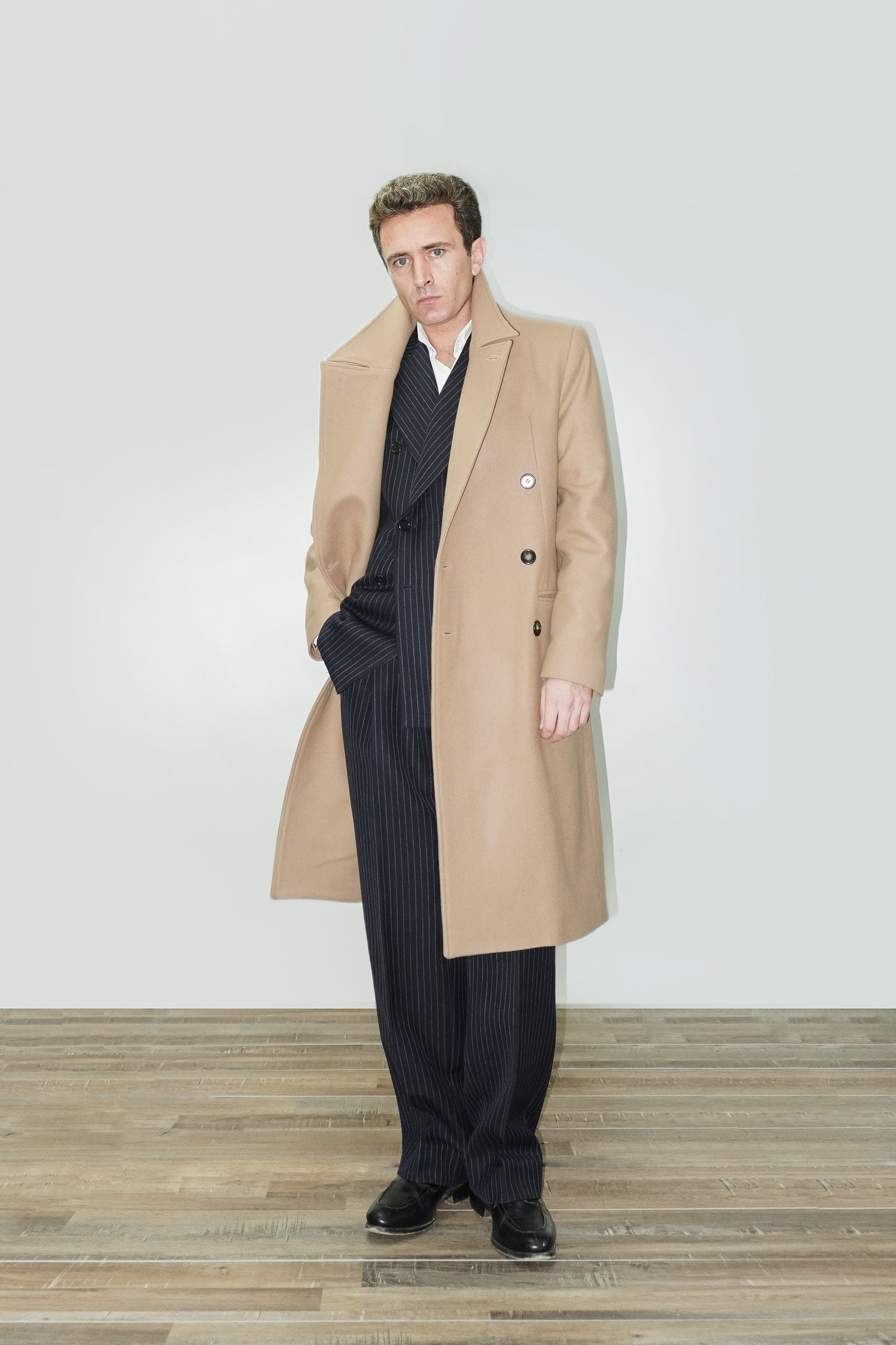 Double-breasted coat - Camel wool cloth