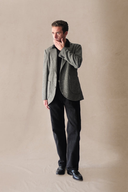 AMERICANA RECTA TWEED DE LANA - ESPIGA NEGRA Y BLANCA (RESTOCK SEPTIEMBRE)