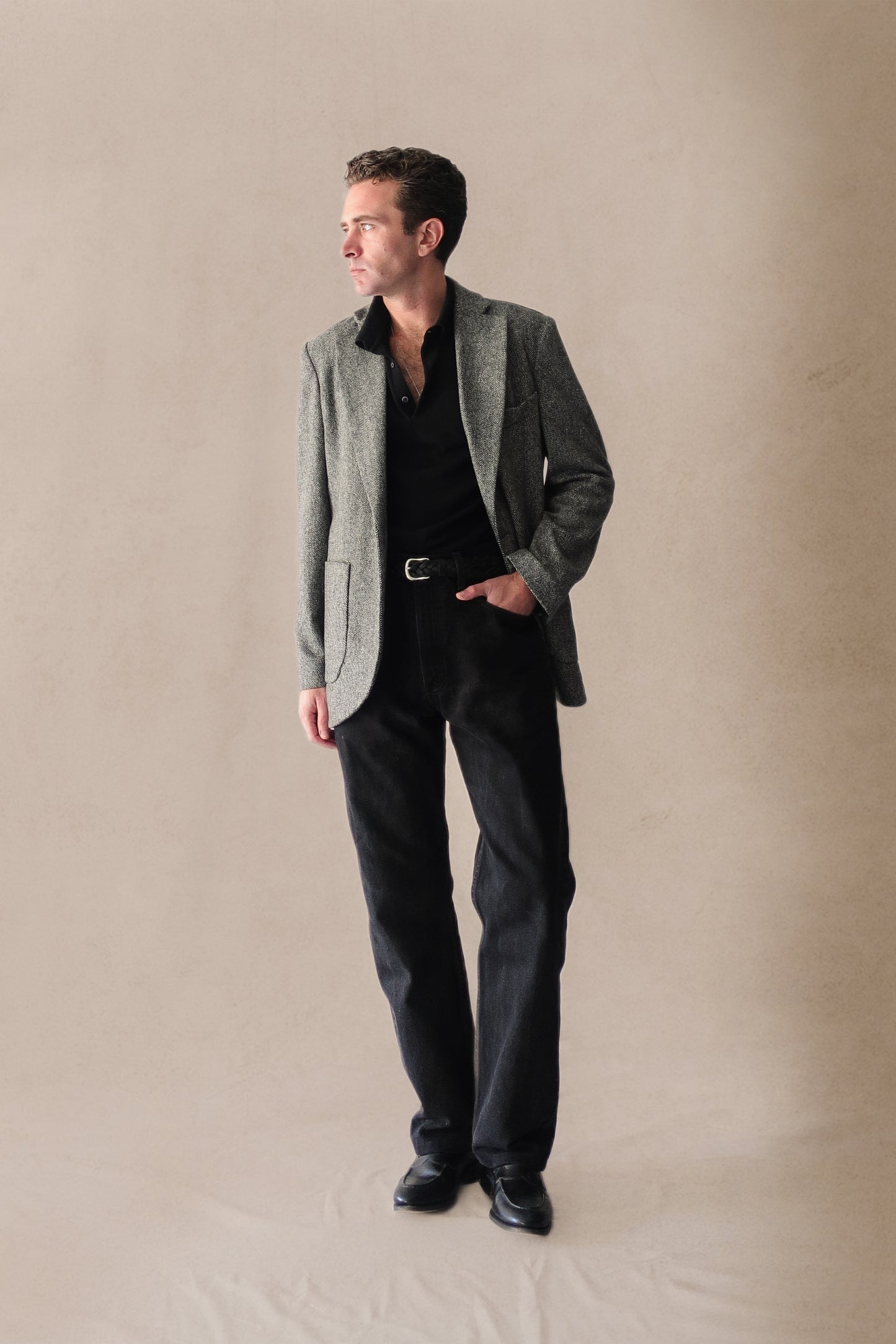 AMERICANA RECTA TWEED DE LANA - ESPIGA NEGRA Y BLANCA (RESTOCK SEPTIEMBRE)