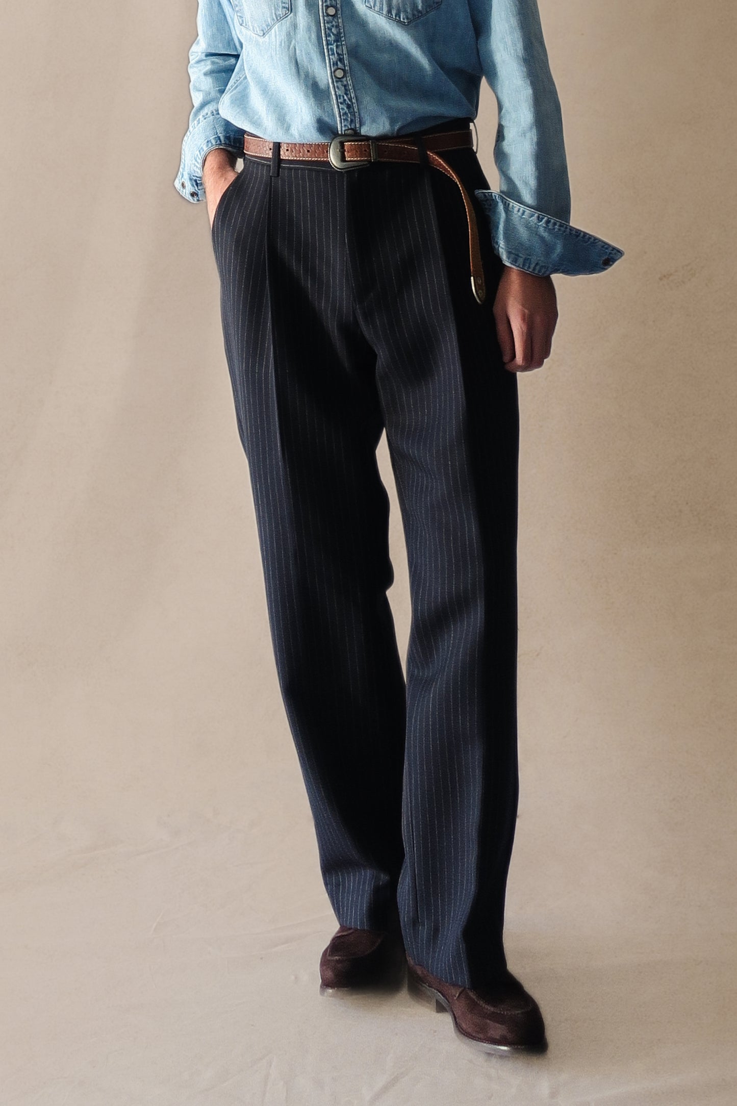 PANTALÓN TALLE ALTO LANA MOHAIR - AZUL DIPLOMÁTICO