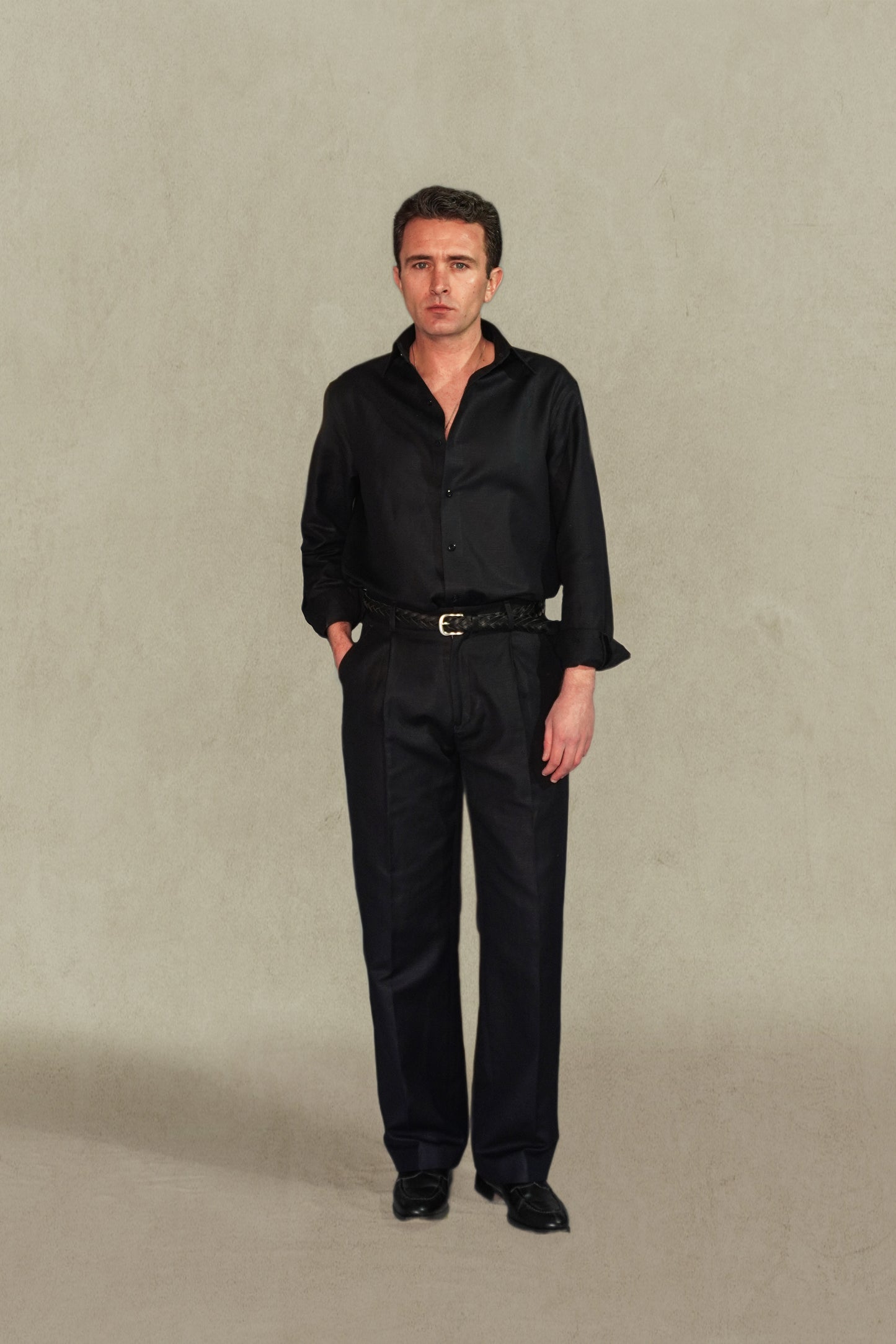 PANTALÓN TALLE ALTO - LINO AZUL