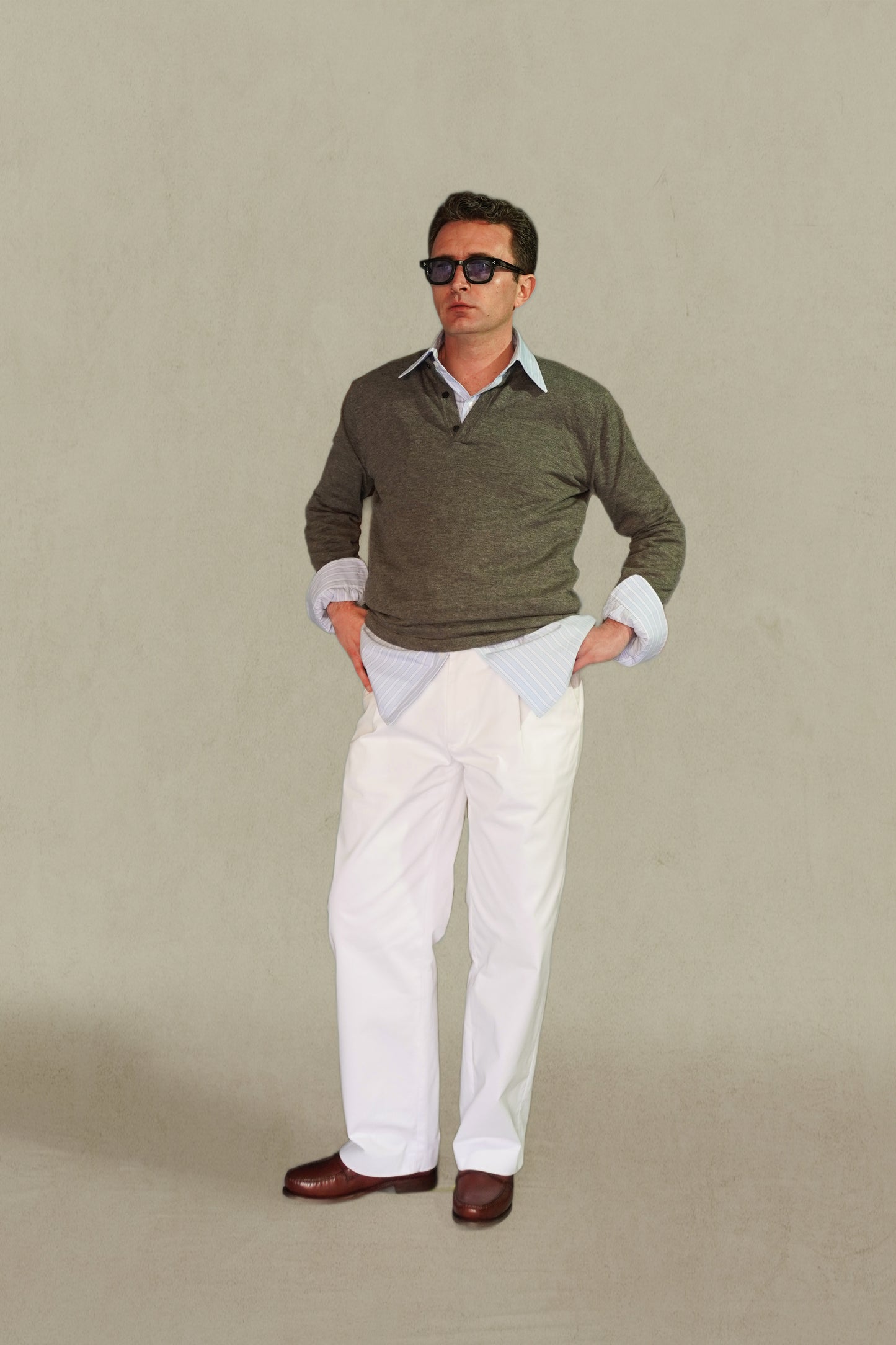 PANTALÓN TALLE ALTO - CHINO BLANCO
