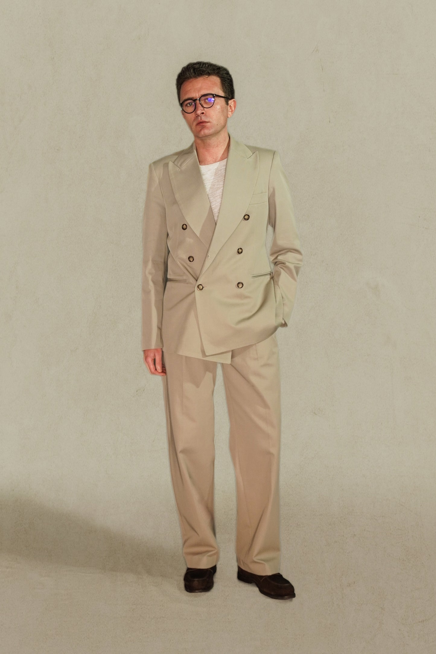 AMERICANA CRUZADA ALGODÓN - MARRÓN TAUPE (MADE TO ORDER)