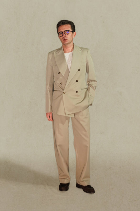 AMERICANA CRUZADA ALGODÓN - MARRÓN TAUPE (MADE TO ORDER)