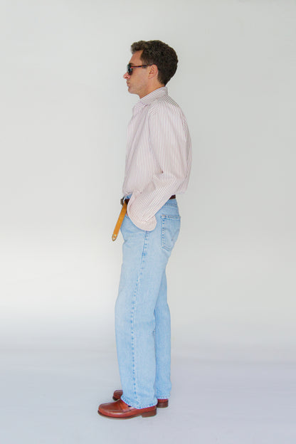 Camisa de popelín de algodón rayas rojas | Denfert