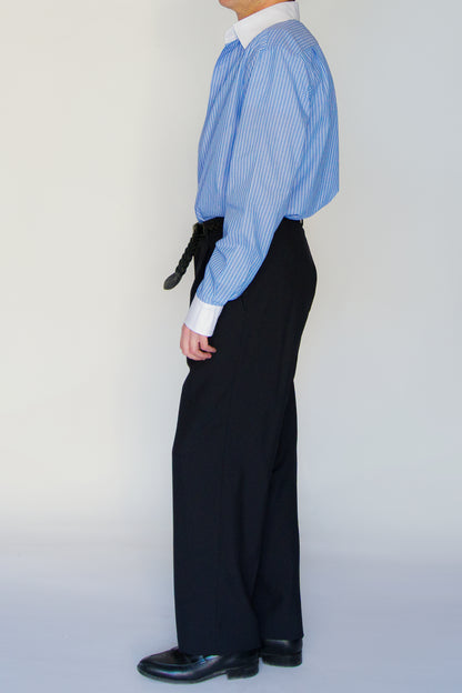 Camisa de rayas azules de popelín de algodón | Denfert