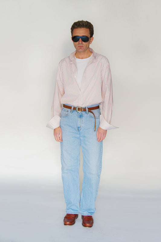 Camisa de popelín de algodón rayas rojas | Denfert