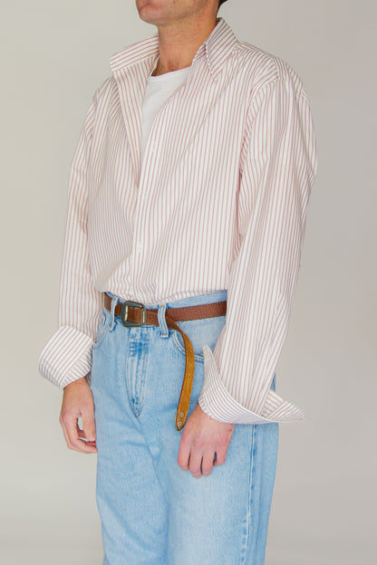 Camisa de popelín de algodón rayas rojas | Denfert