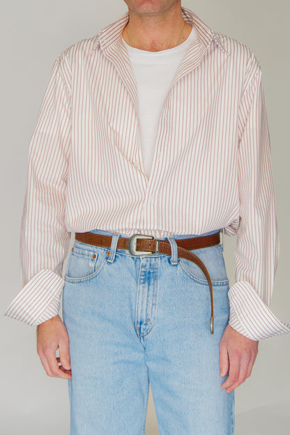 Camisa de popelín de algodón rayas rojas | Denfert