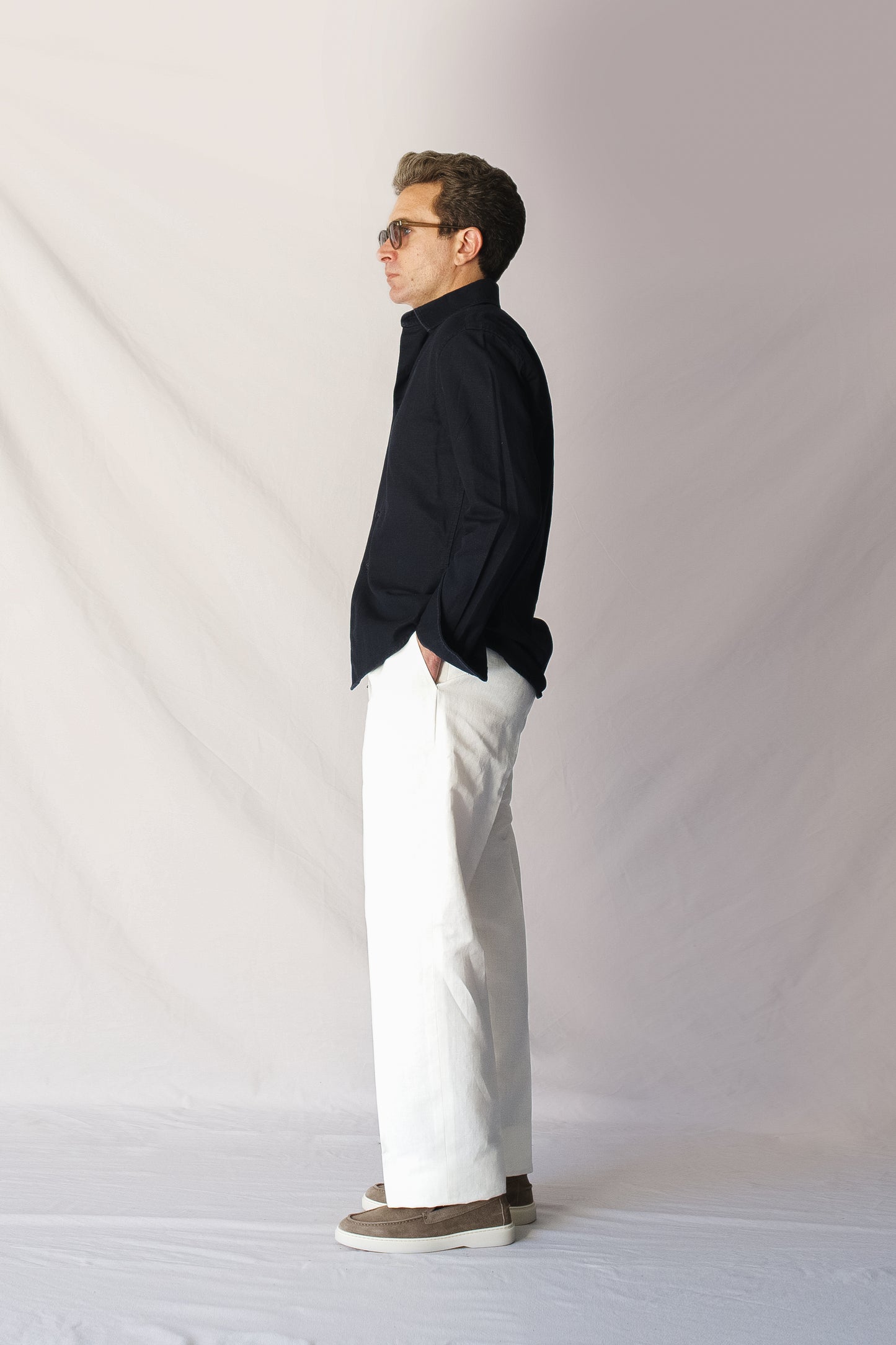 Pantalón talle alto lino blanco | Denfert