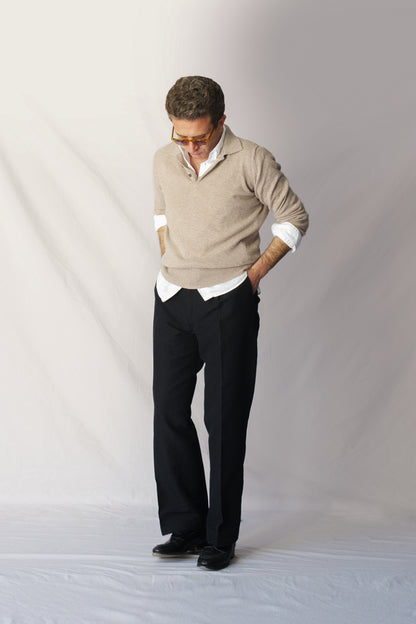 Pantalón talle alto lino negro | Denfert