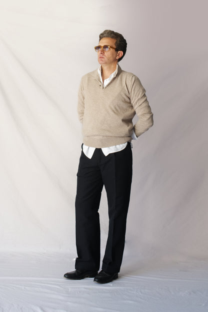 Pantalón talle alto lino negro | Denfert