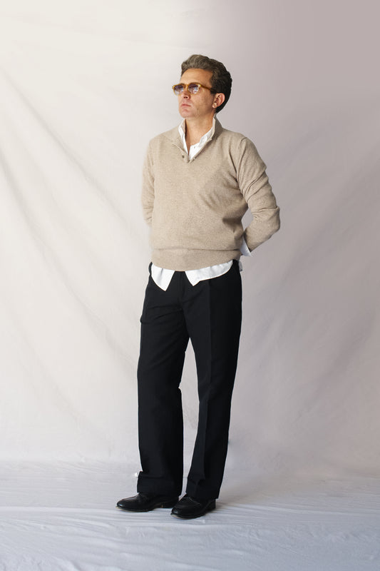 Pantalón talle alto lino negro | Denfert