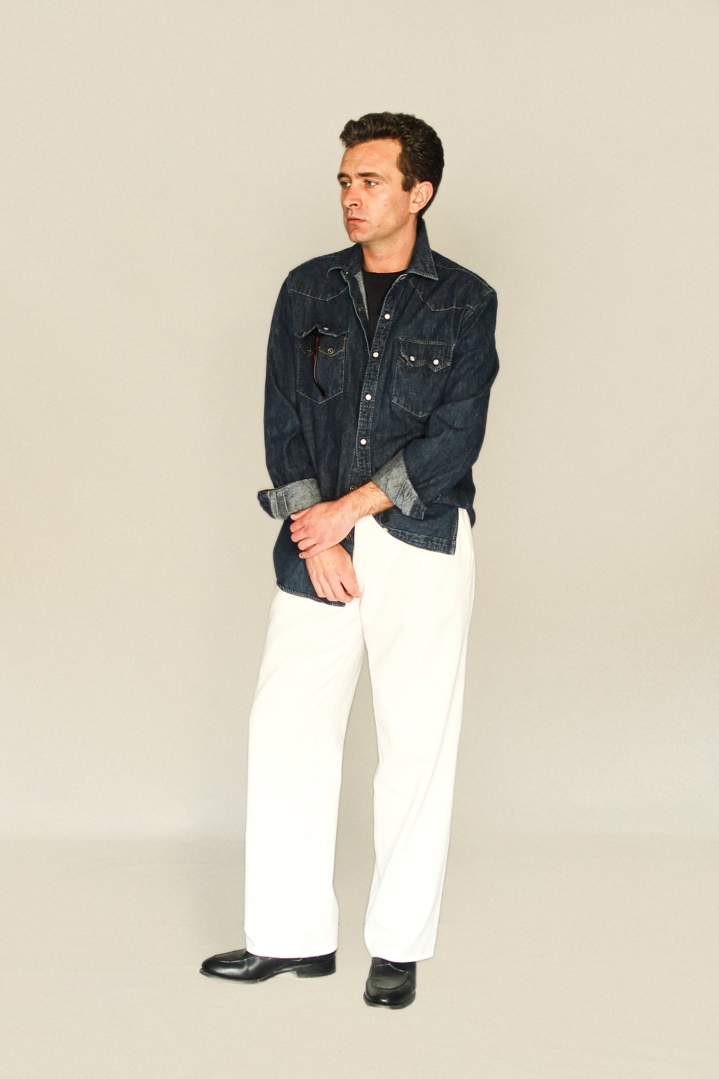 HIGH WAISTED STRAIGHT PANTS - CHINO Ecru