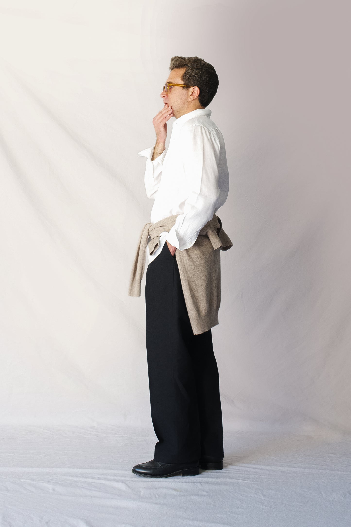 Pantalón talle alto lino negro | Denfert