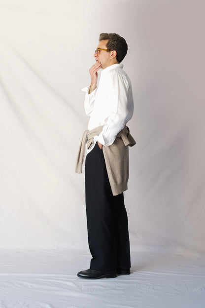 Pantalón talle alto lino negro | Denfert