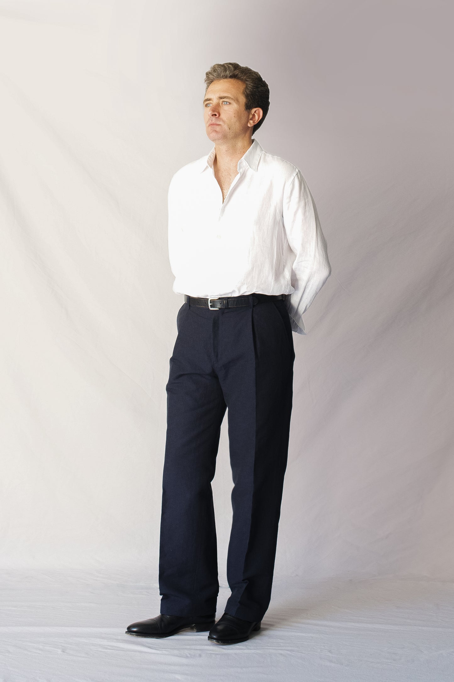 Pantalón talle alto lino azul | Denfert