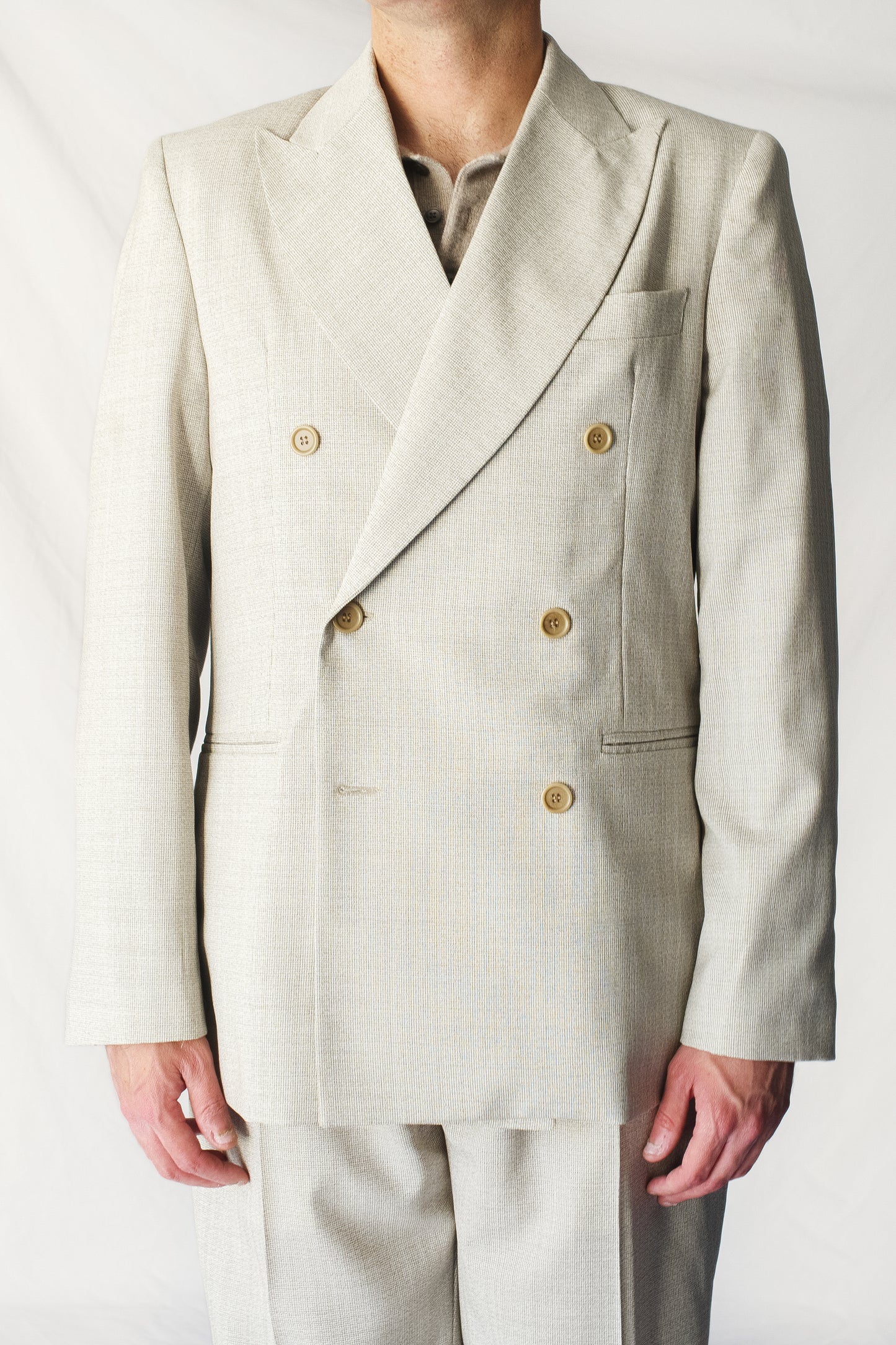 Americana cruzada beige de lana | Denfert