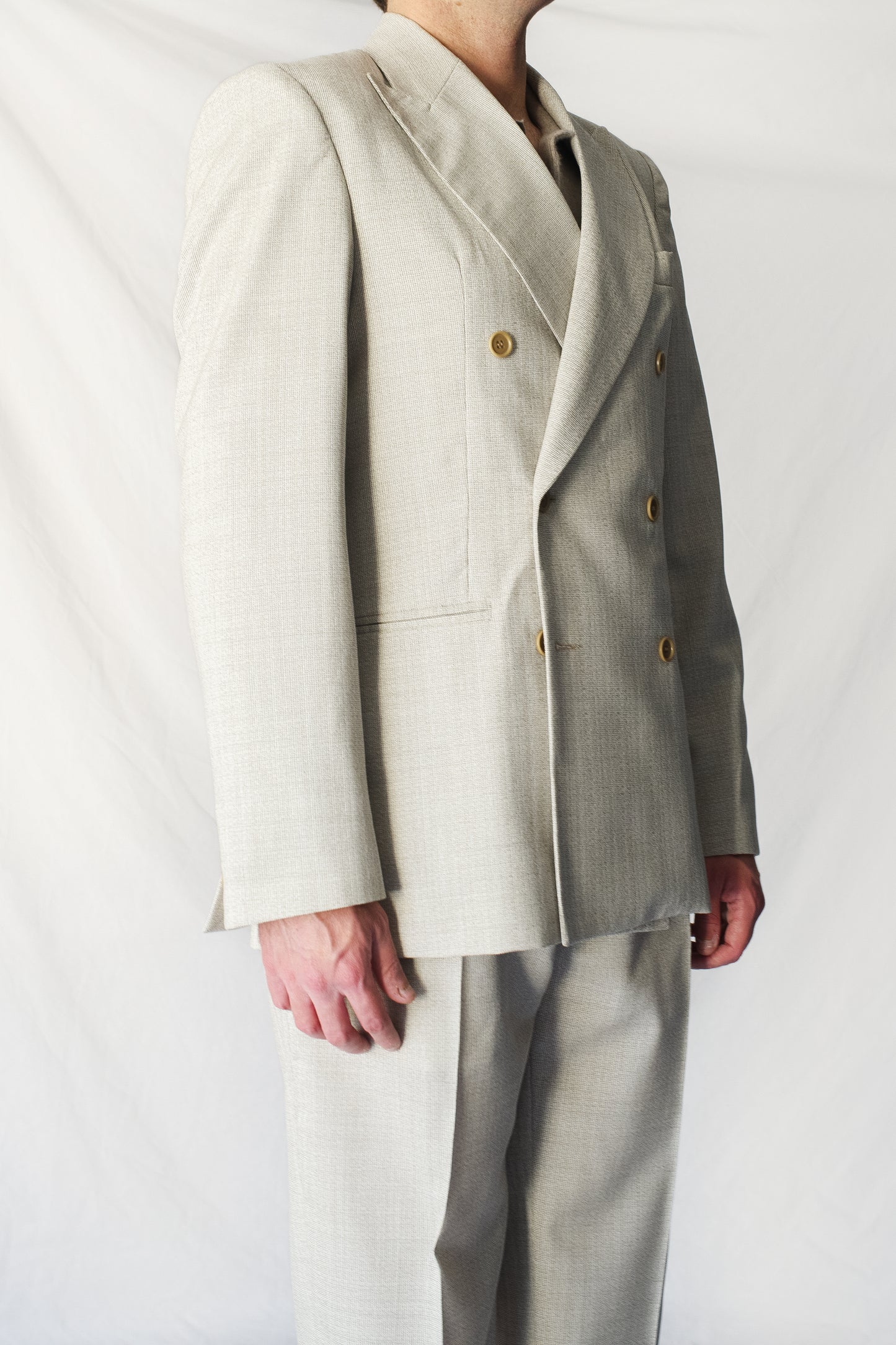 Americana cruzada beige de lana | Denfert