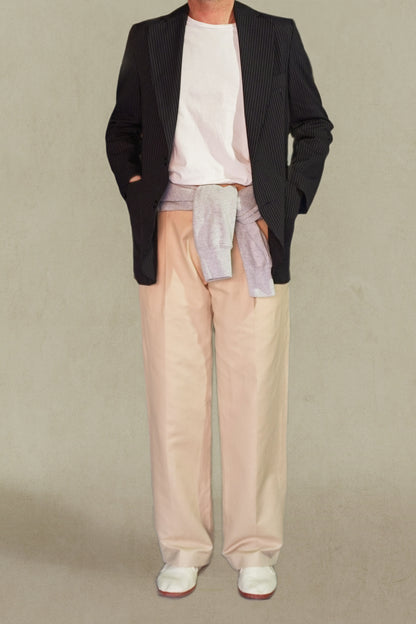 HIGH WAISTED STRAIGHT PANTS - BEIGE CHINO