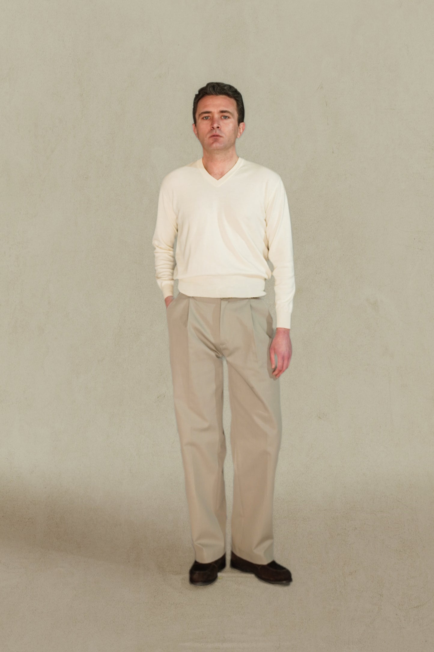 PANTALÓN TALLE ALTO - CHINO MARRÓN TAUPE