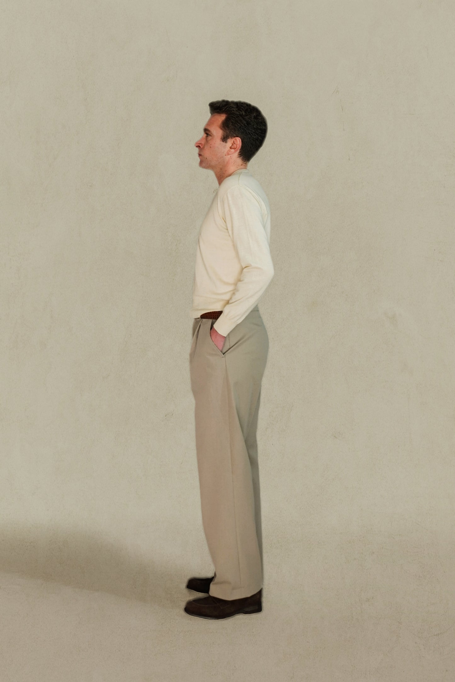 PANTALÓN TALLE ALTO - CHINO MARRÓN TAUPE