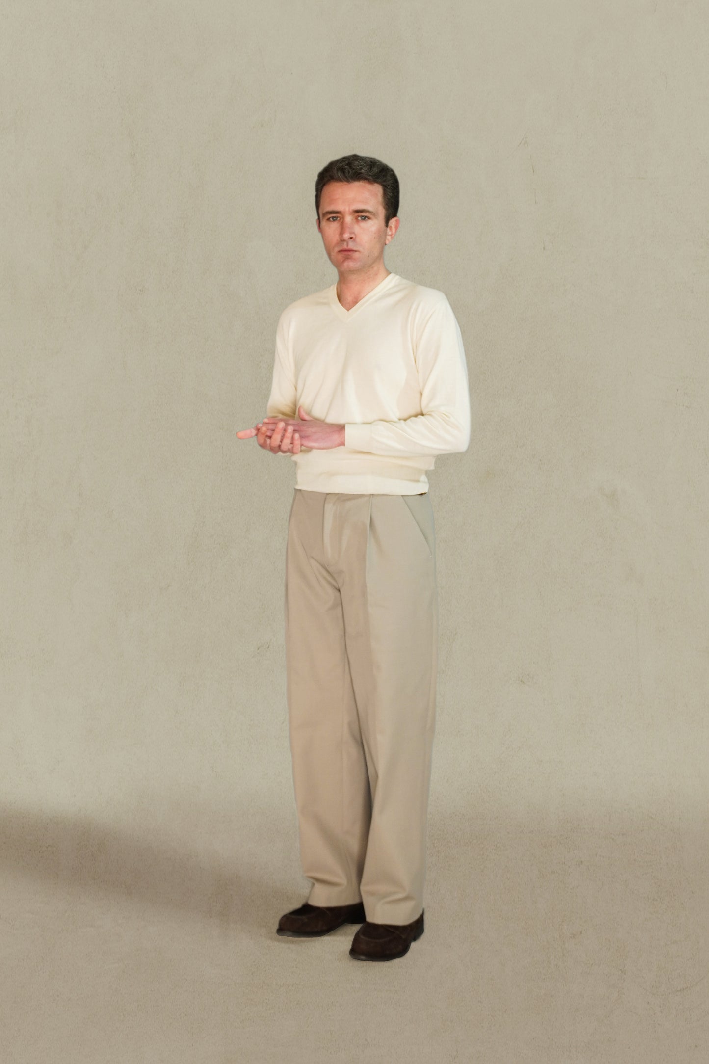 PANTALÓN TALLE ALTO - CHINO MARRÓN TAUPE
