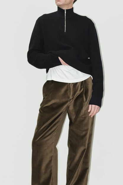 Pantalón talle alto terciopelo marrón | Denfert