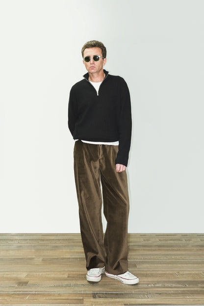 Pantalón talle alto terciopelo marrón | Denfert