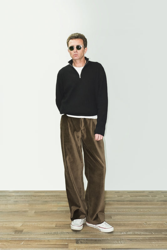 Pantalón talle alto terciopelo marrón | Denfert