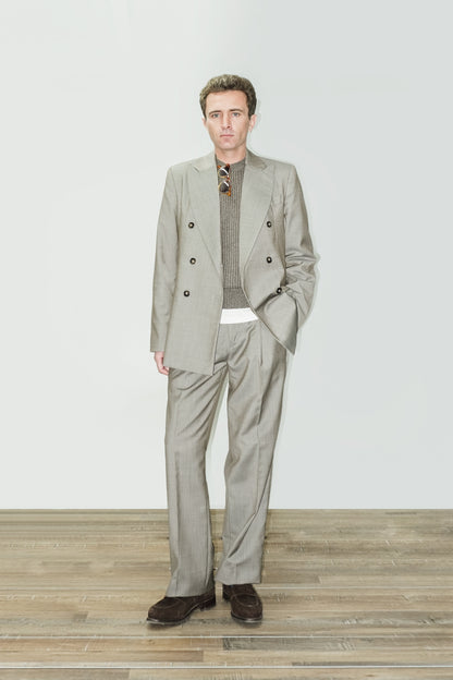 Americana cruzada de lana italiana topo | Denfert