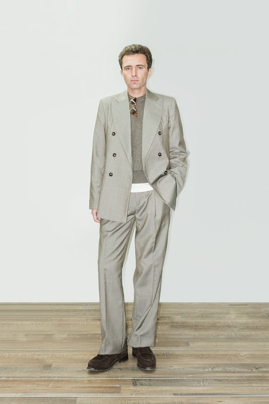 Americana cruzada de lana italiana topo | Denfert