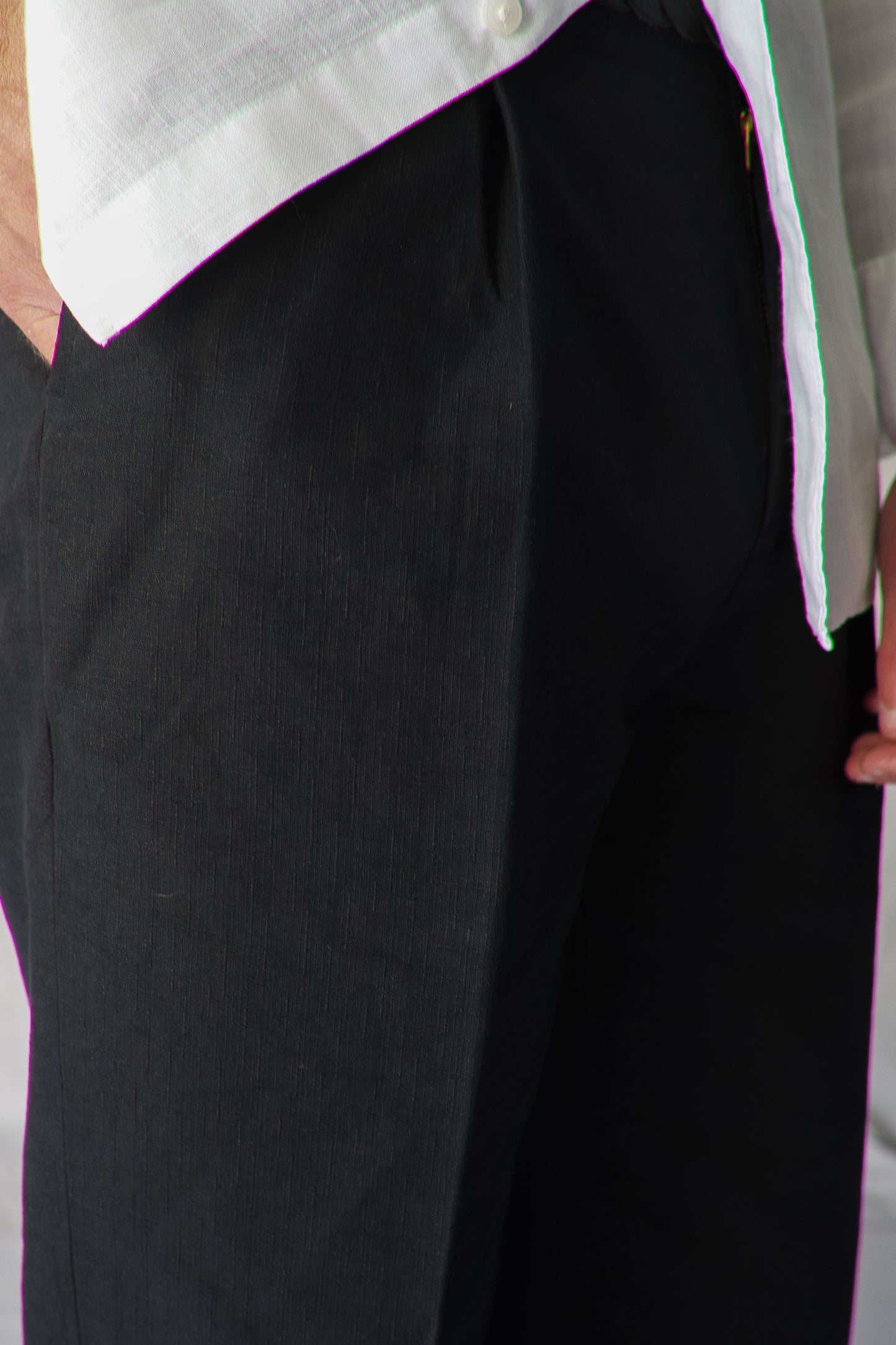 Pantalón talle alto lino negro | Denfert