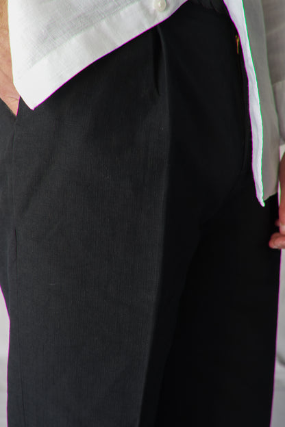 Pantalón talle alto lino negro | Denfert