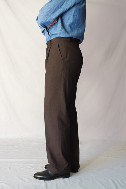 Pantalón talle alto seda marrón