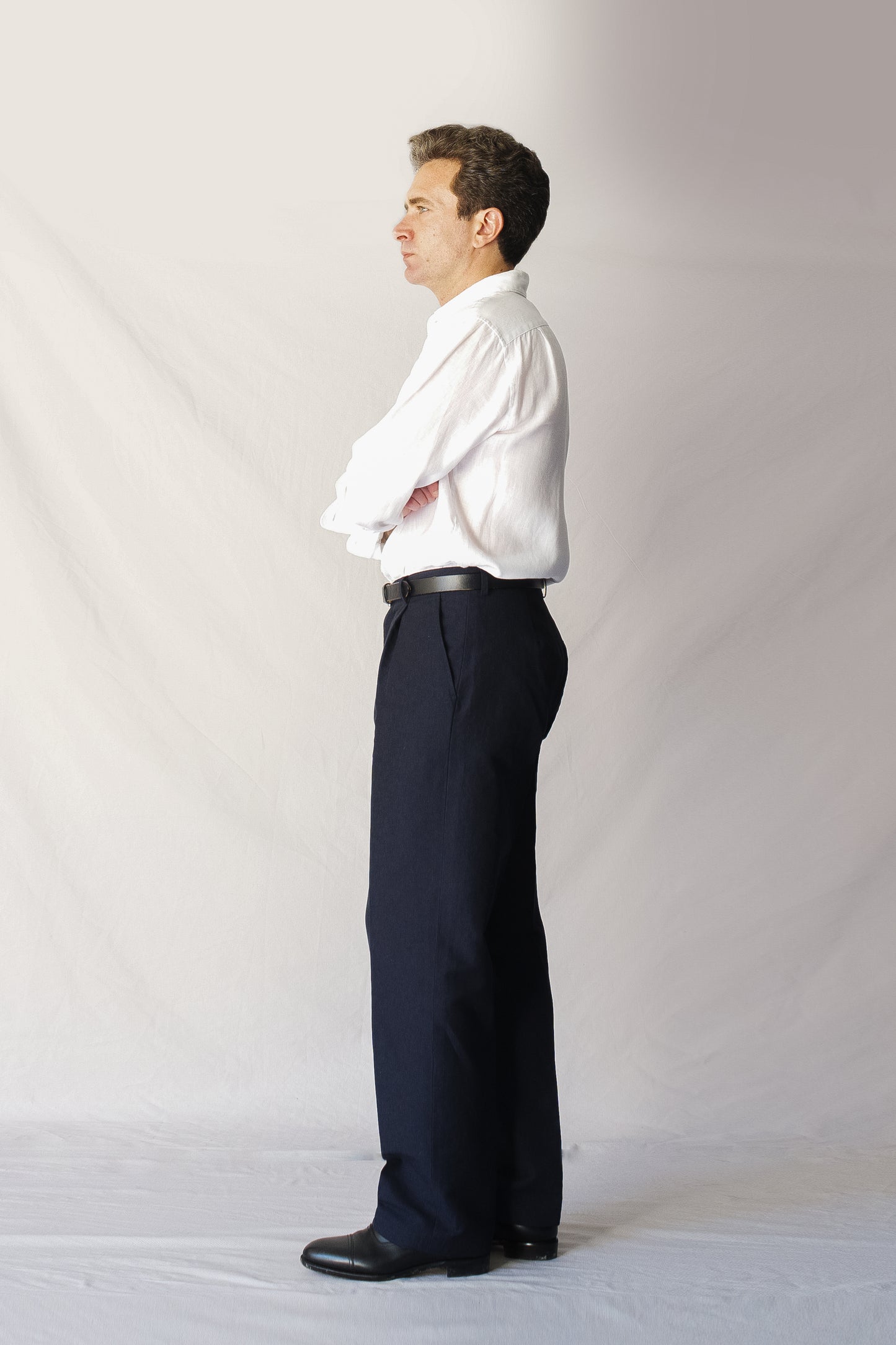 Pantalón talle alto lino azul | Denfert