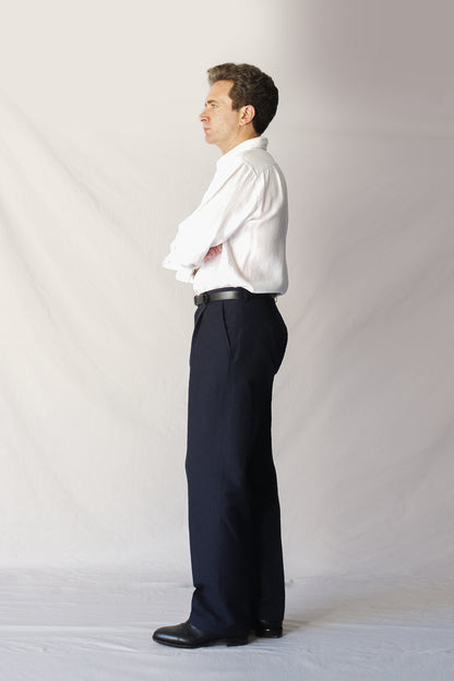 Pantalón talle alto lino azul | Denfert