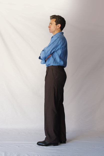 Pantalón talle alto seda marrón